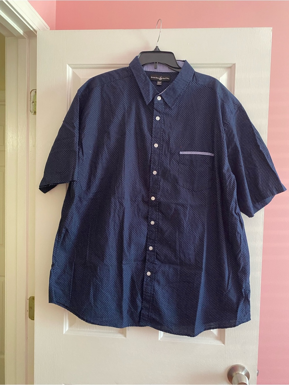 Men's Navy Short-Sleeve Button-Up Shirt